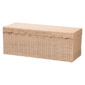 bali & pari Damita Scallop Natural Rattan Chest with Lift -top Lid - Coastal Boho Style Storage Bench for Bedroom, Entryway, or Living Room Organization Baxton Studio restaurant furniture, hotel furniture, commercial furniture, wholesale bedroom furniture, wholesale storage ottoman, classic storage ottoman